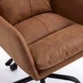 thumbnail image 2 of Cterwk PU Leather Swivel Computer Chair Task Chair with Metal Base, Adjustable Office Chair for Office, Bedroom, Living Room, Brown, 2 of 7
