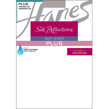 

Hanes Silk Reflections Plus Sheer Control Top Enhanced Toe Pantyhose Soft Taupe 1PLUS Women s