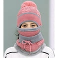 thumbnail image 4 of CoCopeaunts Fleece Lined Knit Beanie Scarf Mouth Mask Set for Girl Ski Hat Women Winter Skully Caps with Pompom, 4 of 6