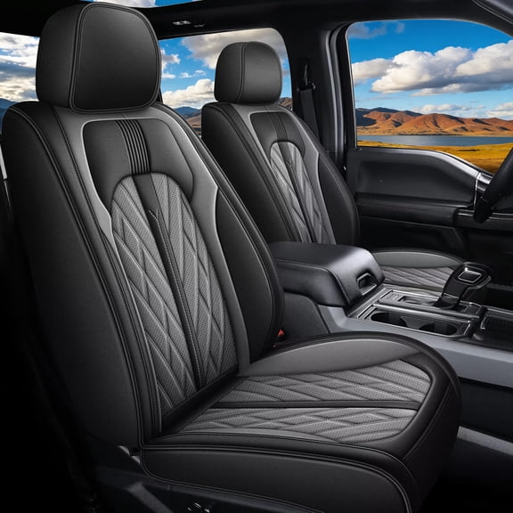 LAONNVIR Seat Covers Full Set Fit for 2014-2021 Toyota Tundra Crewmax Double Cab Custom Breathable 5-Seats Leather Truck Seat Covers