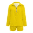 thumbnail image 3 of GZWYHT Lounge Sets for Women Comfy Sets for Women Clothing Women Shorts SetTurn-Down CollarDailyShorts Set Two Piece Sets for Women Two Piece Sets for Women Summer Yellow L, 3 of 5