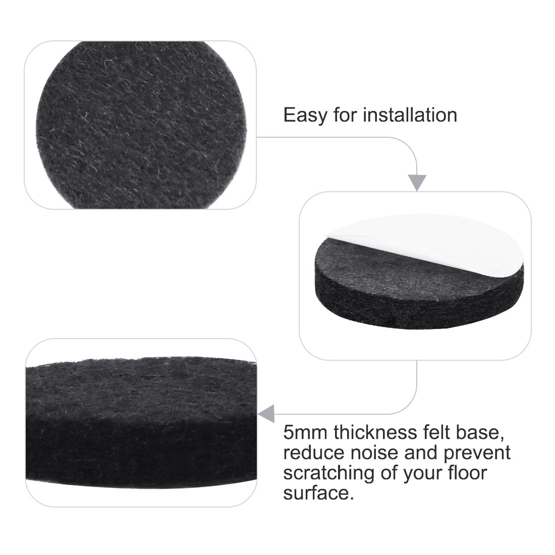 Unique Bargains 30pcs Felt Pads Round 2 Inch Self-stick Anti-scratch Floor Protector