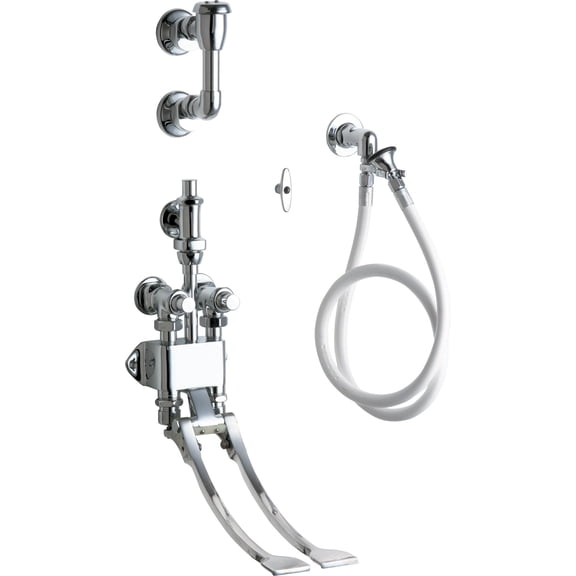 Chicago Faucets 910-G Wall Mounted Pedal Valve Concealed Bed Pan Flusher - Chrome