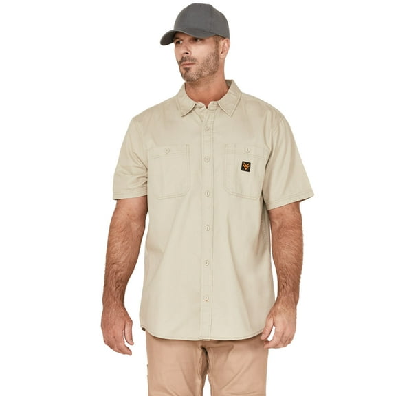 Hawx Work Gear Men's Twill Short Sleeve Button-Down Work Shirt - HXSP22W19-TAUPE XX-