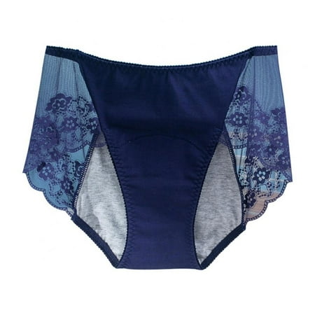 

Spdoo Middle Waisted Underwear for Women Lace Cotton Breathable Briefs Blue L