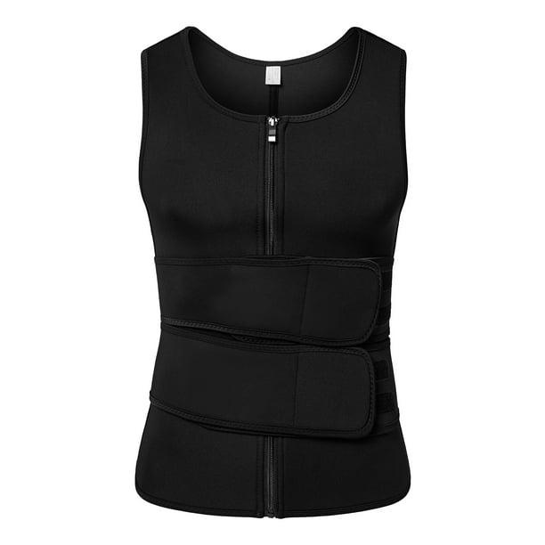 Men Neoprene Sweat Sauna Zipper Vest Waist Trainer Belt Tank Top