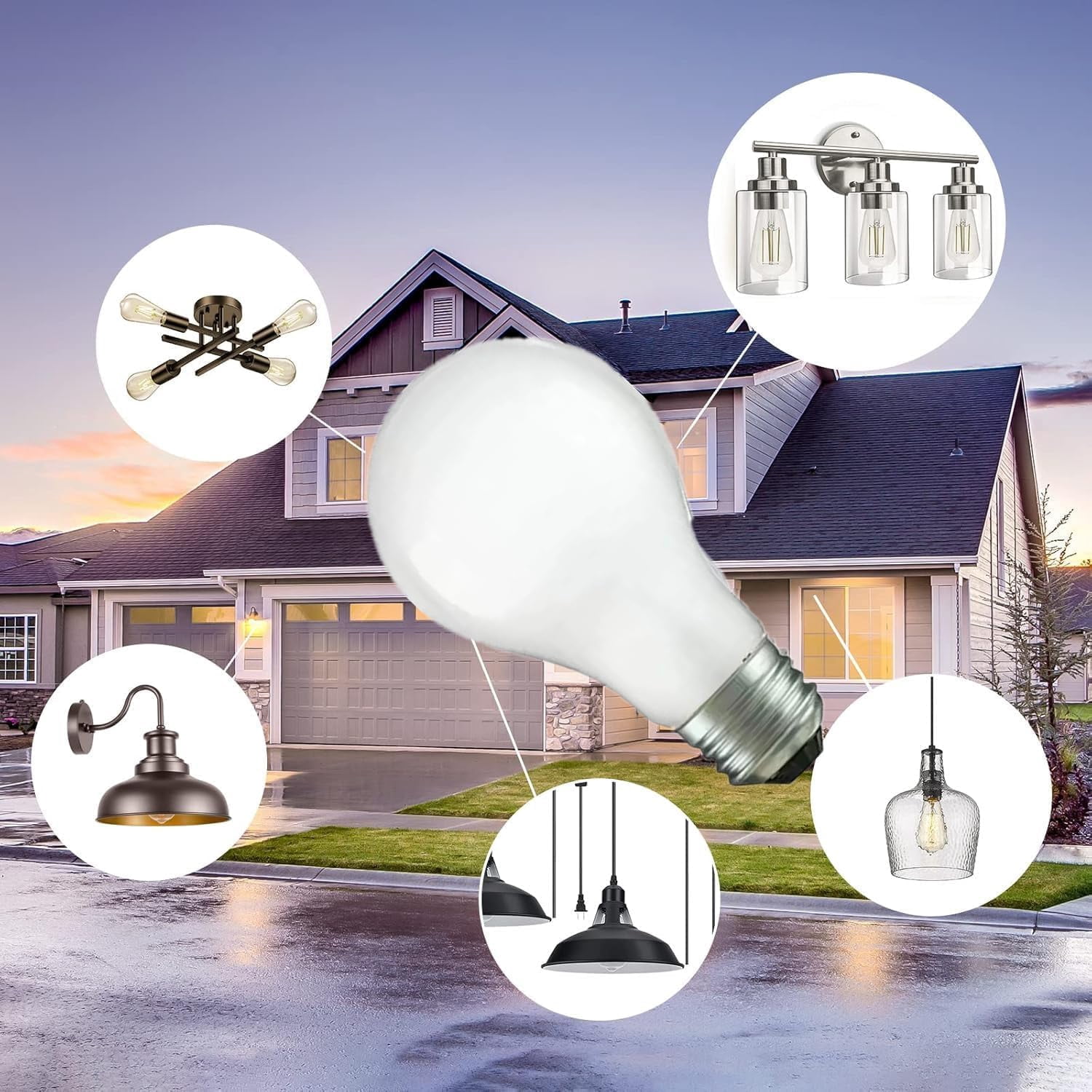 100 Watt Incandescent Light Bulbs, A19 Incandescent Rough Service Light Bulb,100 WATT Incandescent Bulb Shatter Resistant Rough Service Light Bulb 100 WATTS A19 Shape (2PACK)
