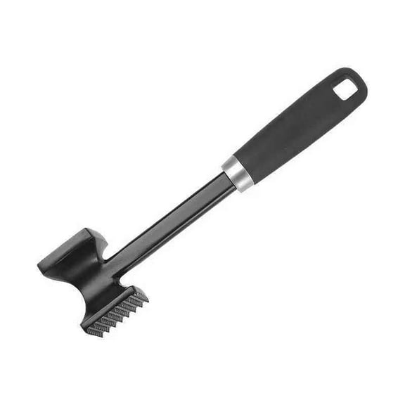 Sided Meat Tenderizer, Heavy Duty Kitchen Mallet with Soft Handle, Spiked Side Tenderizes and Smooth Flattens, Maximize Food Flavor, Commercial Grade Chicken Pounder, Black