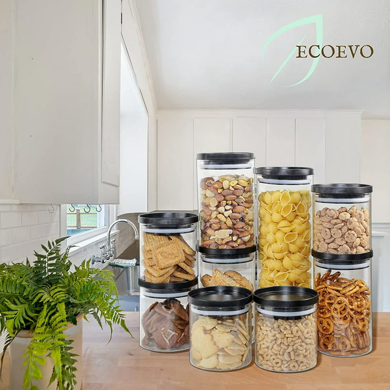 Glass Jars with Bamboo Lids EcoEvo, Glass Spice Jars Set, Glass Food Jars  and Canisters Sets, Spice Glass Jars Bottles, Small Food Storage Jars for  Spice, herbs, (6oz) 