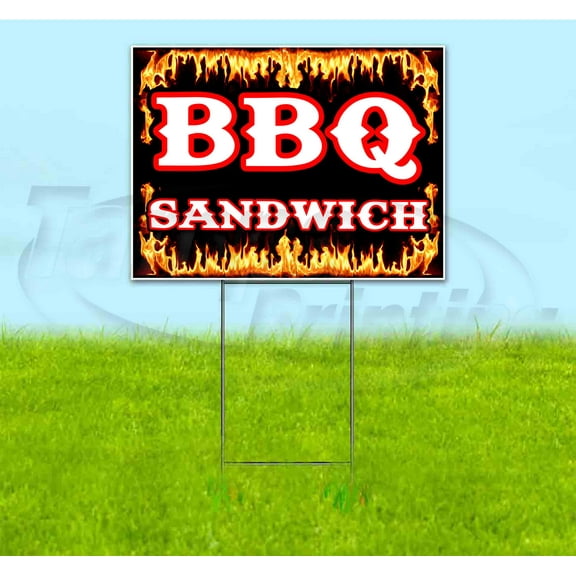 Bbq Sandwich (18" x 24") Yard Sign, Includes Metal Step Stake