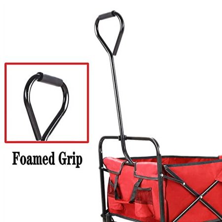 AthLike 36X19'' Collapsible Utility Wagon, One-Pull Foldable Cart, Large 262L Capacity Heavy-Duty Portable Wagon, With Durable Steel Frame, Rubber Wheel, Comfortable Grip, for Groceries,Shopping,Camp