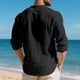 thumbnail image 4 of pstuiky camisa de manga larga para hombre, Top informal holgado de color liso con medio botón, mangas largas y cuello redondo para hombre camisetas de hombre xl, 4 of 6