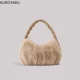thumbnail image 2 of Bolso de temperamento para mujer, bolso de mano de felpa, bolso de mano de piel, bolso de hombro mullido, bolso de mano de diseñador de lujo con asa superior, 2 of 5