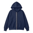 thumbnail image 6 of YOIAVAIOY Zip Up Hoodies for Women Hooded Fleece Lined Ribbed Sweatshirts Fall Casual Jacket Solid Color Lightweight Fall Fashion Navy L, 6 of 8