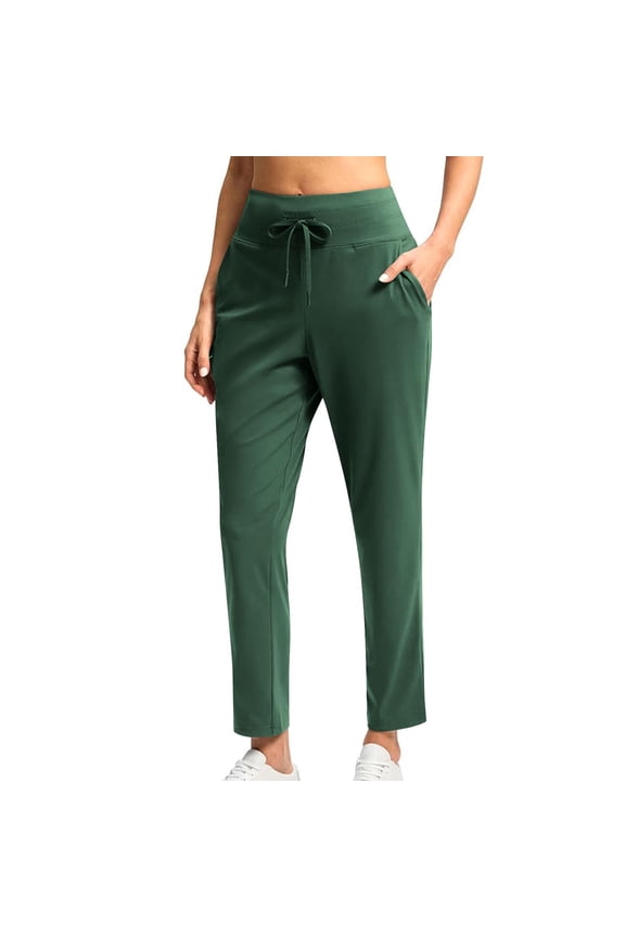 Pants for Women High Waisted Ankle Pants with Pockets Crop Athletic Slim Elastic Comfortable Fitness Pants with Drawstring for Golf Travel Casual Home Workout Yoga Pants