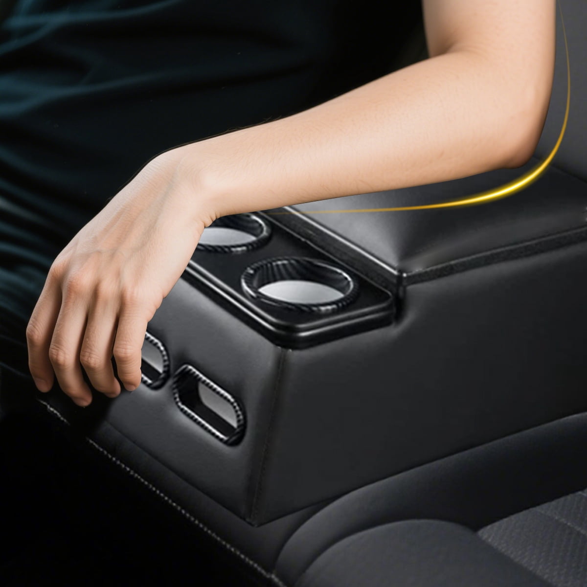 Universal Rear Bench Seat Car Center Console Truck Seat Organizer Storage Back Seat Car Organizer with Cup Holder Large Storage Box Central Armrest Box (Carbon Fibre)