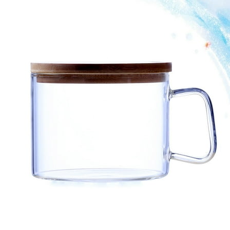 KALLORY 1Pcs Heat Resistant Glass Bowl for Dining Clear Bowls with Bamboo Lid for Salad and Fruit Storage