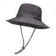 thumbnail image 2 of Bxsruta Unisex Solid Color Outdoor Sun Hat with Adjustable Rope for Hiking Camping, 2 of 8
