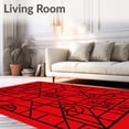 thumbnail image 2 of ODIKA 6'x9' Machine Washable Non-Slip Area Rug, Contemporary Holiday Interlocking Grid with Festive Icon Motifs High Traffic Rug, Red, 621194, 2 of 7