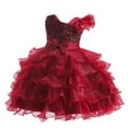 thumbnail image 4 of Coerni Girls One Shoulder Sequine Prom Gowns Pageant Wedding Evening Gown Birthday Party Tiered Tulle Princess Dresses, 4 of 8