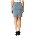 thumbnail image 4 of INSPIRE CHIC Women's Denim Skirts Distressed High Waist Ripped Hem Washed Jean Skirts with Pockets M Blue, 4 of 8