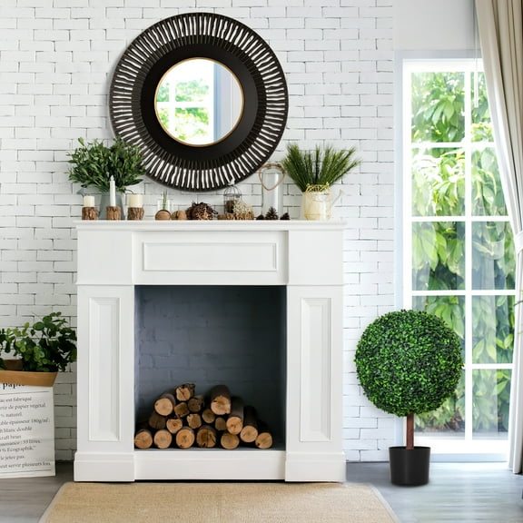 Outsunny 2 FT Artificial Boxwood Topiary Ball Tree, Fake Decorative Plant, Nursery Pot Included for Home, Balcony, Backyard and Garden