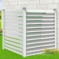 thumbnail image 3 of DWVO Outdoor 2-Panel Air Conditioner Fence, No Dig Wood Slat Privacy Screen Enclosure for Garbage Bins and Air Conditioners (45in H x 31in W - White), 3 of 8