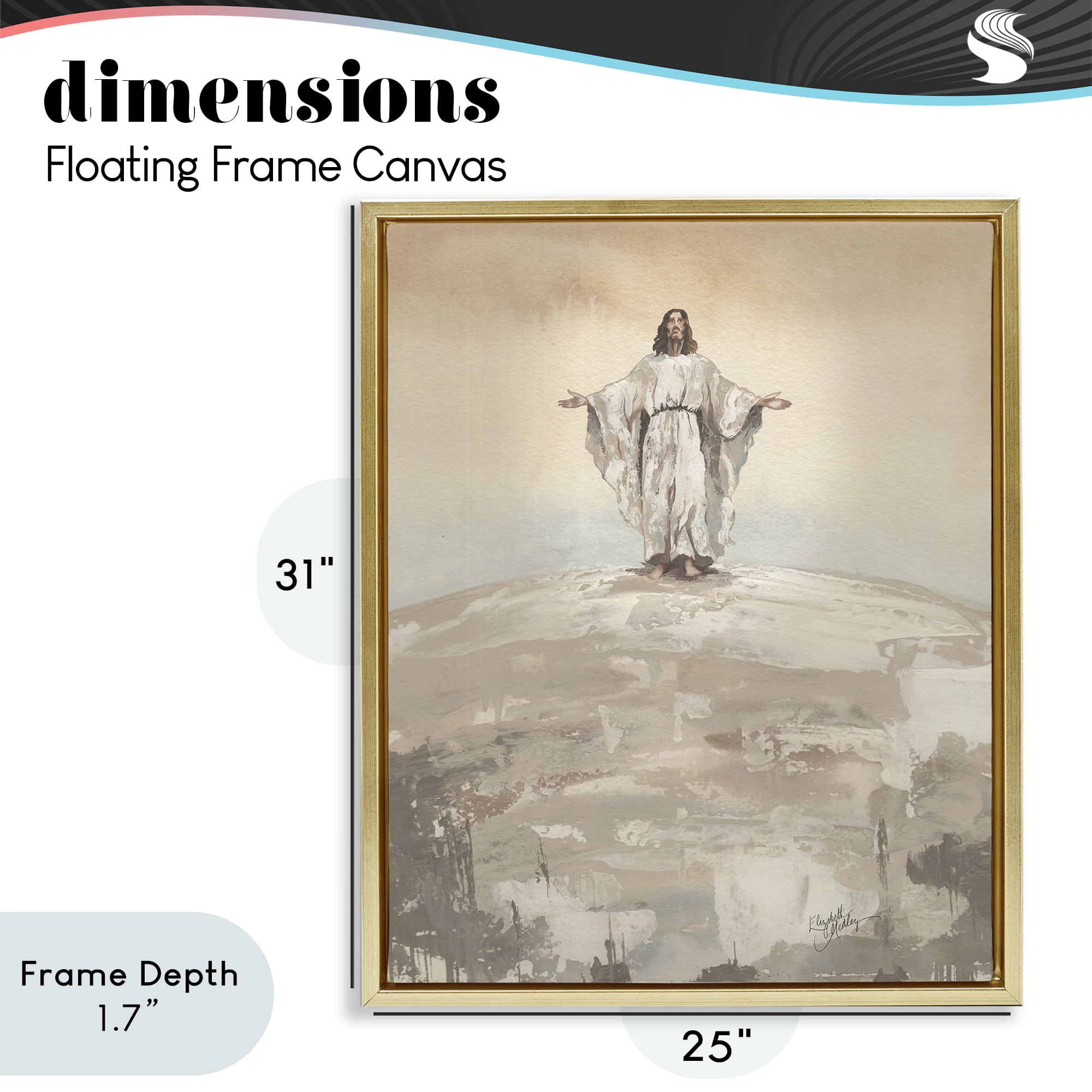 Stupell Industries Jesus on Hill Gold Framed Floater Canvas Wall Art, design by Elizabeth Medley