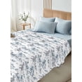 thumbnail image 4 of Asian King Size Flat Sheet, Wrinkleproof & Fadeproof Cooling Flat Bed Sheet Only, Oriental Chinese Traditional Ink Painting Natural Breathable Soft Bedding Top Sheets 105 x 98 Inches, 4 of 8