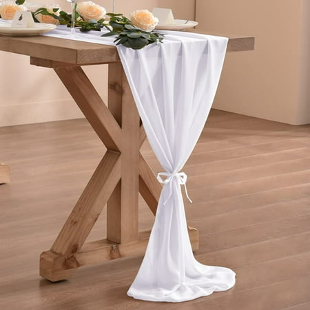 

Chiffon Table Runner 28.4x120.1 Inches Sheer Wedding Runner Romantic Rustic Table Runner for Wedding Party Baby Shower Decorations White