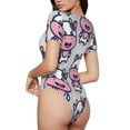thumbnail image 3 of Daiia Baby Cow print Women's Crew Neck Short Sleeve Bodysuit Fashion Tops Fit Casual Basic Extender Bodysuit-Medium, 3 of 9
