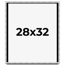 28x32 Frame Brushed Silver Solid Wood Picture Frame | 0.75 Inch Moulding Width | Rabbet Depth 0.75