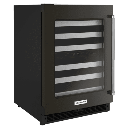 KitchenAid - 46-Bottle Dual-Zone Wine Cellar with Glass Door and Metal-Front Racks - Black Stainless Steel