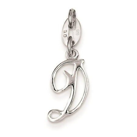 925 Sterling Silver Polished Chain Slide Initial D Charm Pendant