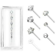 Body Accentz 316L Surgical Steel Nose Stud Rings CZ  20g free retainer 7pc