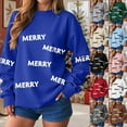 thumbnail image 4 of zaveiop Womens Merry Christmas Sweatshirt Xmas Merry Crewneck Pullover Sweater Long Sleeve Shirt Holiday Top Winter Clothes (Z4-White, XXL), 4 of 9