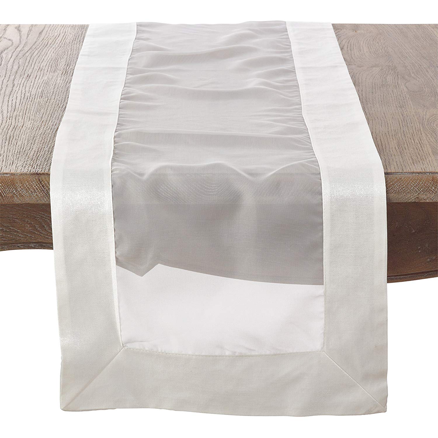 Embroidered Sheer Elegance Design Tablecloth 2 Colors (Ivory, 16"x72