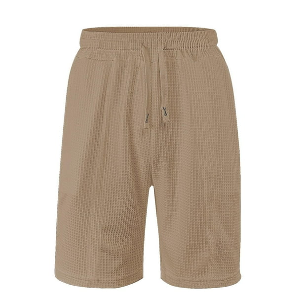 Pantalones de Cintura Elástica para Hombre Nuevo Estilo Color Sólido Pantalones Cortos de Moda Casual con Bolsillos Y Cintura de Encaje, Algodón Verano