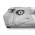 thumbnail image 3 of Soccer Soft Flannel Fleece Blanket, Various Round Soccer Balls in Air Fast Kick Shoot in Kickoff Space Art Sketch, Cozy Plush for Indoor and Outdoor Use, 60" x 80", White and Black, by Ambesonne, 3 of 6