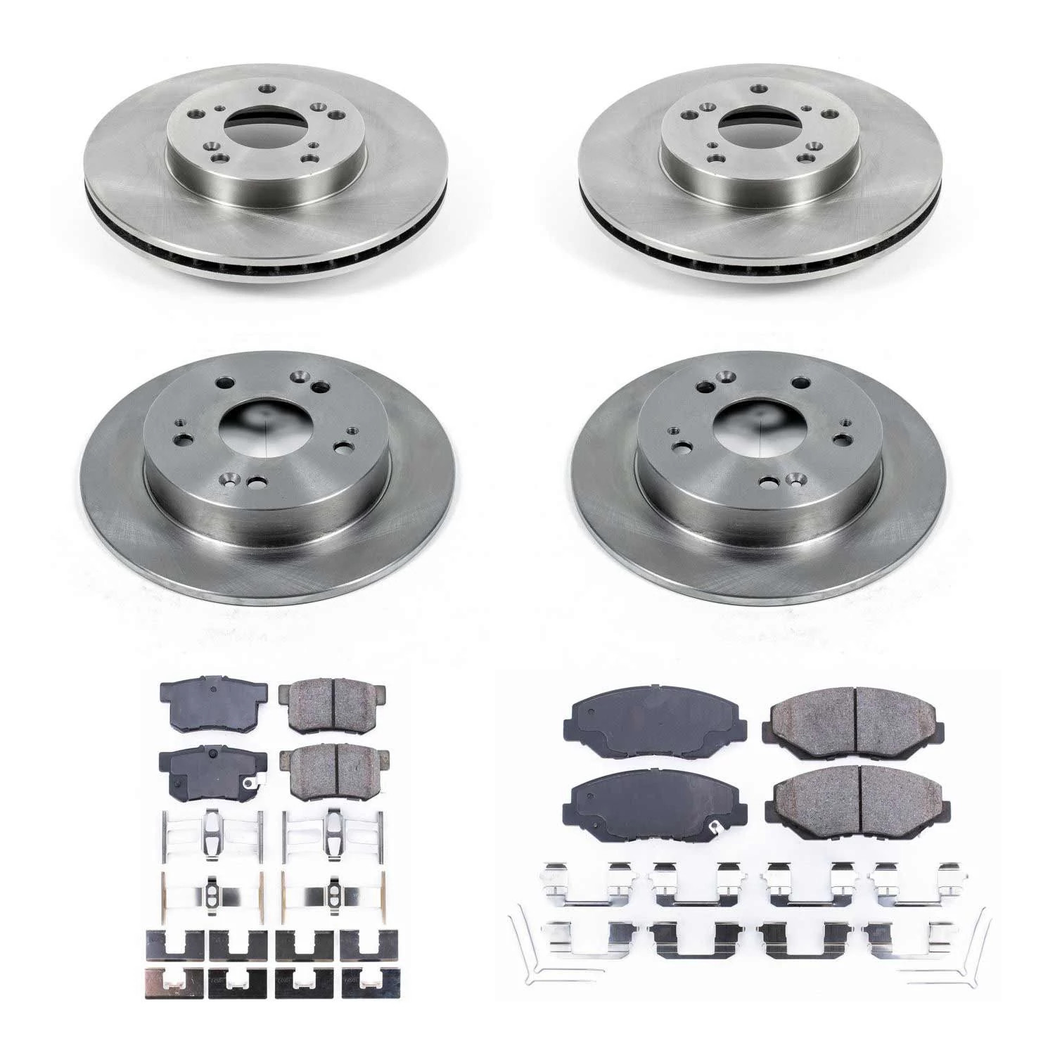 Power Stop Front and Rear Stock Replacement Brake Pad and Rotor Kit KOE6781 Fits 2015 Honda Civic