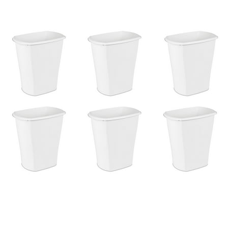 Sterilite 10538006 10 Gallon White Ultra Plastic Wastebasket Trash Can (6 Pack)