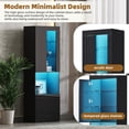 thumbnail image 4 of 67" Tall Pantry Cabinet with Acrylic Door, High Gloss Storage Cabinet with LED Lights, Modern Bookcase & Display Cabinet with Open Countertop and Tempered Glass Shelves, for Living Room, Black, 4 of 9