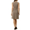 thumbnail image 3 of Unique Bargains Women's Houndstooth Plaid Sleeveless Fit Flare Knit Dress XS Brown Apricot, 3 of 6