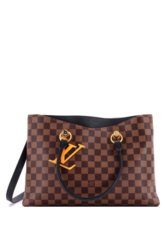 Pre-Owned LV Riverside Handbag Damier with Leather By Rebag
