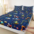 thumbnail image 5 of Erosebridal Construction Site King Sheets, Excavator Bedding, Navy Night 4 Pieces (1 Flat Sheet, 1 Fitted Sheet and 2 Pillowcases), 5 of 6
