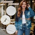 thumbnail image 6 of COEQINE Womens Cropped Bomber Jacket Zip Up Long Sleeve Motorcycle Jackets Stand Collar Cropped Bomber Coat Slouchy Shackets Sweatshirts Winter Coats, X-Large, Sea Turtle Lightning Blue, 6 of 7