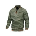 thumbnail image 2 of xiaxaixu Veste Bomber Légère d'Automne pour Hommes à Rayures Manches Longues Col Montant Fermeture Éclair Ajustée, 2 of 5