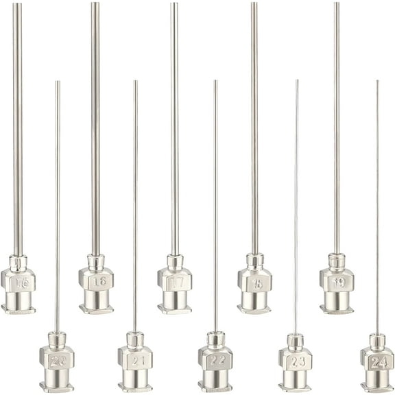 20pcs 2inch/5cm Stainless Steel Dispensing Needle Tip Blunt Syringe Needle with Luer Lock for Refilling Glue Syringes 15/16/17/18/19/20/21/22/23/24G