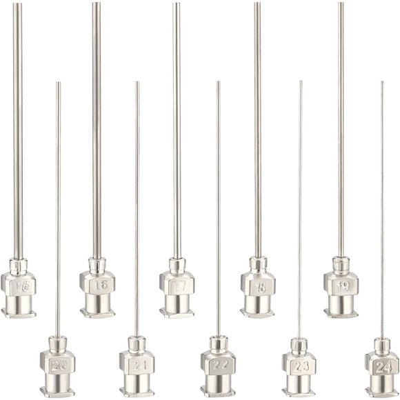 20 unidades de agujas dispensadoras de acero inoxidable de 2 pulgadas con punta roma y conector Luer Lock para rellenar pegamento de 15/16/17/18/19/20/21/22/23/24G