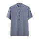 thumbnail image 2 of Blusa y camisa de manga corta con cuello alto para hombre, cómoda, lisa, de poliéster, informal, de manga corta y cuello alto., 2 of 3